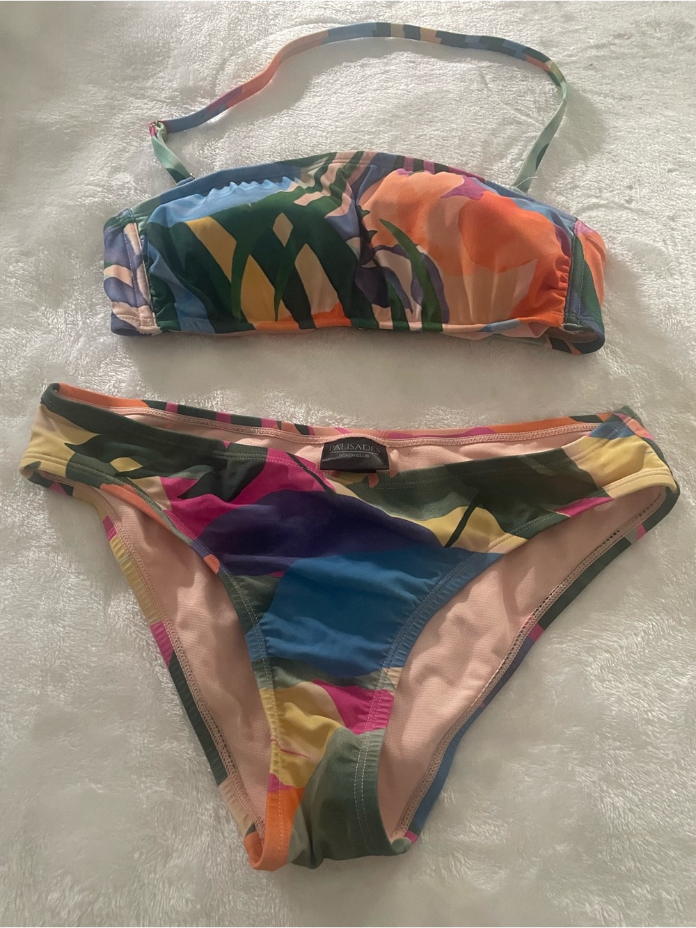 Palisades Beach Club small bikini tropical colorful adj straps EUC floral swim